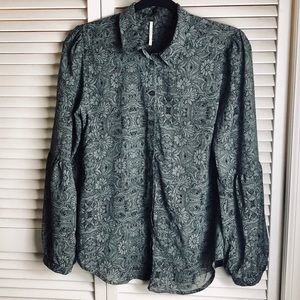 FREE PEOPLE BUTTON DOWN/SEMI SHEER SHIRT